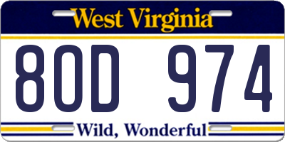 WV license plate 8OD974