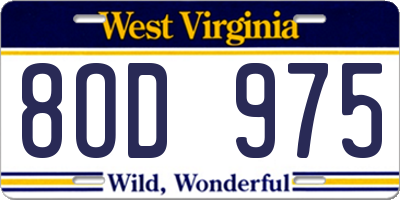 WV license plate 8OD975