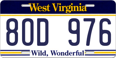 WV license plate 8OD976