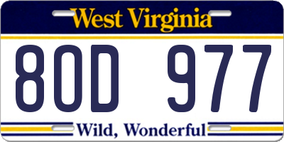 WV license plate 8OD977