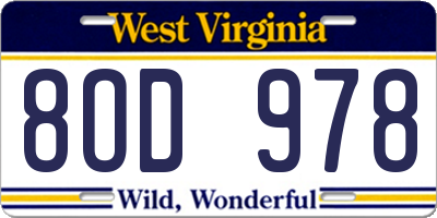 WV license plate 8OD978