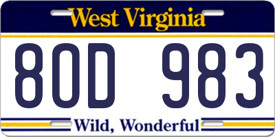 WV license plate 8OD983
