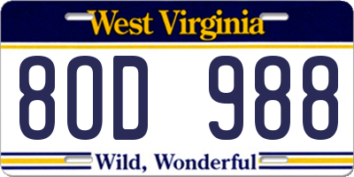 WV license plate 8OD988