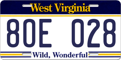 WV license plate 8OE028