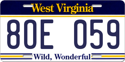 WV license plate 8OE059
