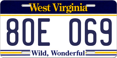 WV license plate 8OE069