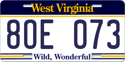 WV license plate 8OE073
