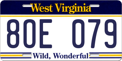 WV license plate 8OE079