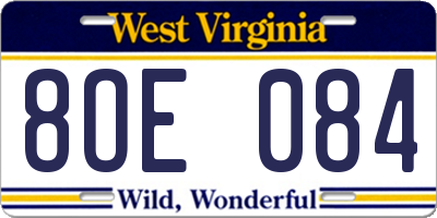WV license plate 8OE084