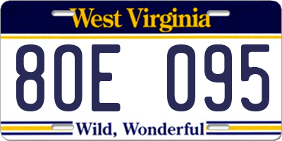 WV license plate 8OE095