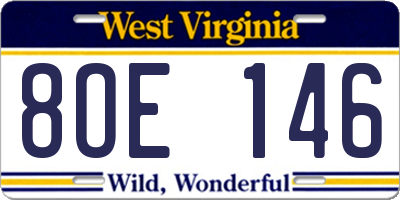 WV license plate 8OE146