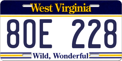 WV license plate 8OE228