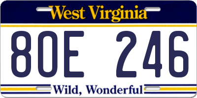 WV license plate 8OE246
