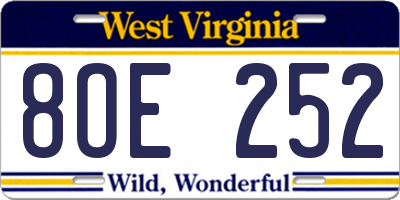 WV license plate 8OE252