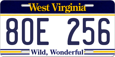 WV license plate 8OE256