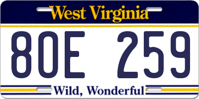 WV license plate 8OE259
