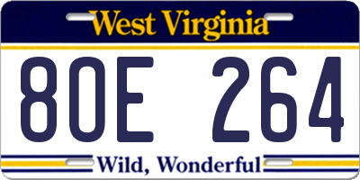 WV license plate 8OE264