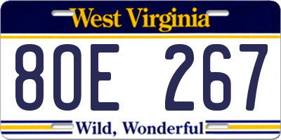 WV license plate 8OE267