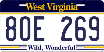 WV license plate 8OE269