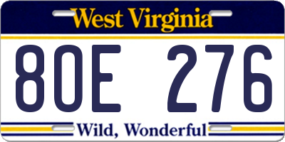 WV license plate 8OE276