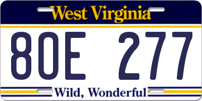 WV license plate 8OE277