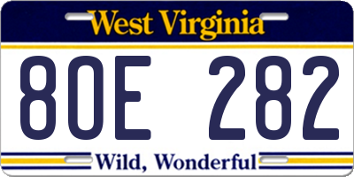 WV license plate 8OE282