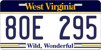 WV license plate 8OE295