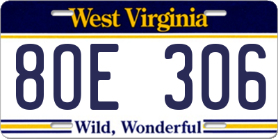 WV license plate 8OE306