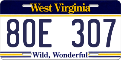 WV license plate 8OE307