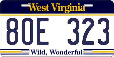 WV license plate 8OE323
