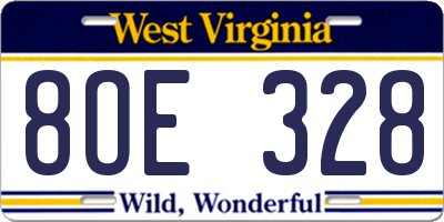 WV license plate 8OE328
