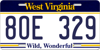 WV license plate 8OE329