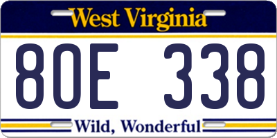 WV license plate 8OE338