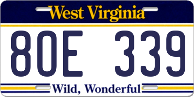 WV license plate 8OE339