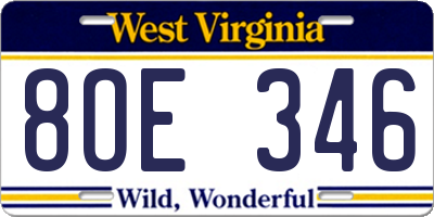 WV license plate 8OE346