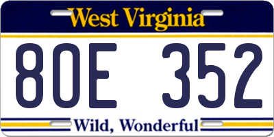 WV license plate 8OE352