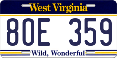WV license plate 8OE359