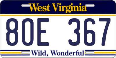 WV license plate 8OE367