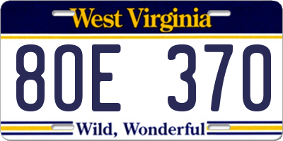 WV license plate 8OE370