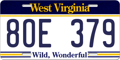 WV license plate 8OE379