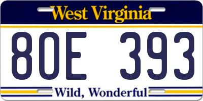 WV license plate 8OE393