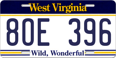 WV license plate 8OE396