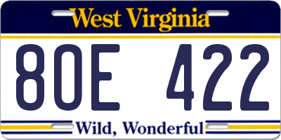 WV license plate 8OE422