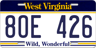 WV license plate 8OE426