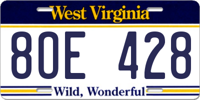 WV license plate 8OE428