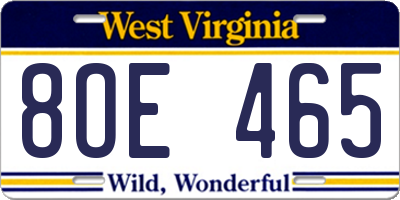 WV license plate 8OE465