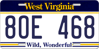 WV license plate 8OE468