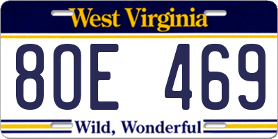WV license plate 8OE469