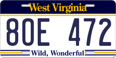 WV license plate 8OE472