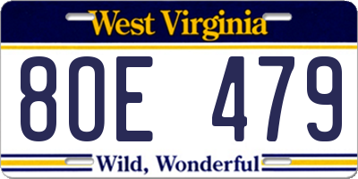 WV license plate 8OE479